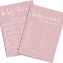 Baby Shower Games for Girl - Baby Trivia and Word Scramble Game, 50 Double-Sided Cards (Blush Pink)