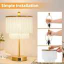 Lovlast Boho Lamp for Bedroom, 3-Way Dimmable Bedside Touch Lamp with USB Charging Port, Gold Table Lamp, Fringe Boho Table Lamp for Living Room, Teens Room, Dresser, Nightstand, LED Bulb Included