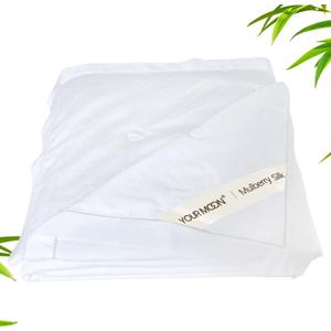 YOUR MOON Luxurious Summer/Spring Lightweight Mulberry Silk Comforter Queen Size,100% Natural Long Strand Silk Fill Duvet, Luxury Bedding, Cooling Rayon Derived from Bamboo Shell (White)