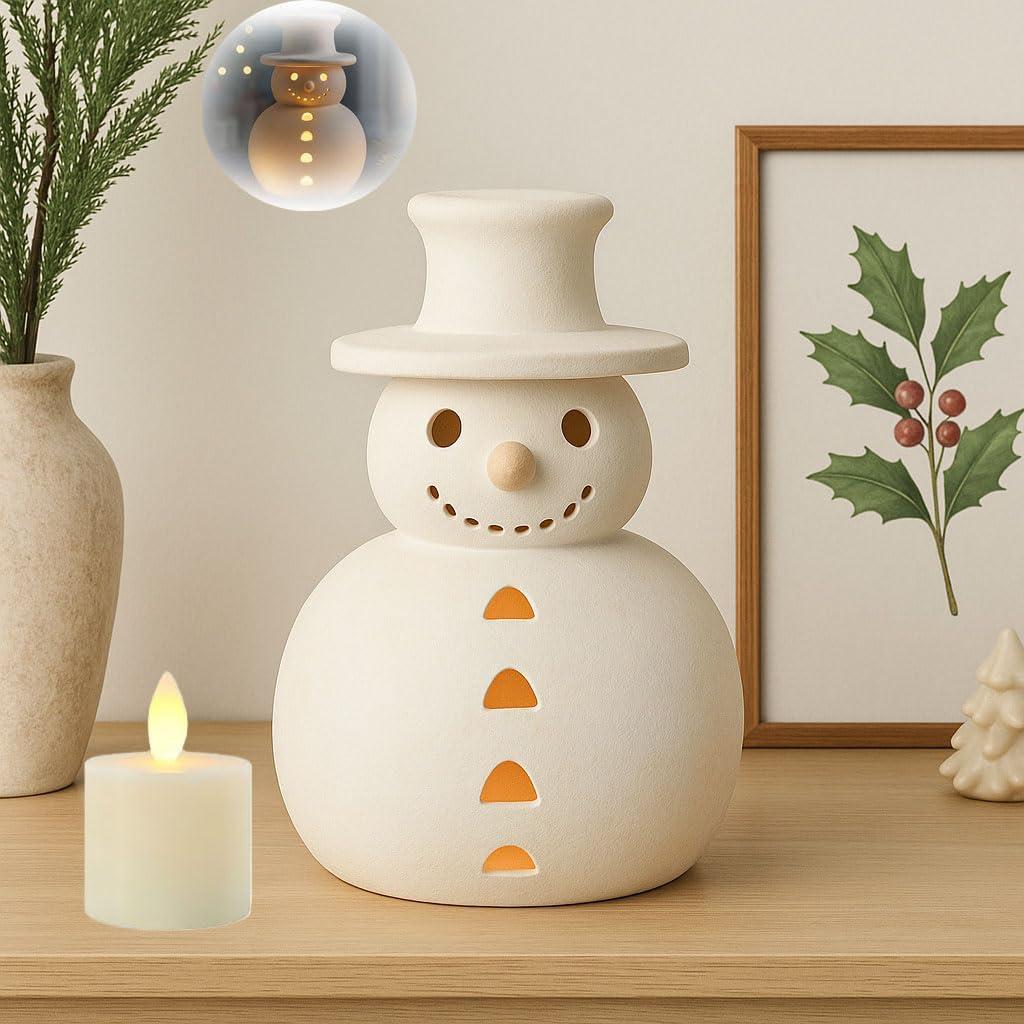 Christmas Decorations - Snowman Decor Winter Decor Handmade Resin Snowman Figurines Christmas Decor for Outdoor Indoor Holiday Table Ornaments Rustic Unique Style for Home Decor (8")