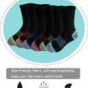 JAMEGIO 6 Pairs Boys' Cotton Crew Socks,Sock for Boys Age 3-10,Comfortable Stretch Cushioned Athletic Socks (Black)