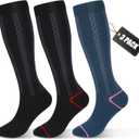 Medical Graduated 30-40mmHg Compression Socks for Women&Men Circulation Knee High Socks Hiking Running Nursing Stockings(L, B/ N/ S)
, Size: Large-X-Large