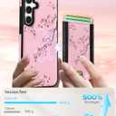 Shorogyt for Samsung Galaxy S25 Cute Kawaii Leather Phone Case - Compatible with Magsafe Wallet Magnetic Credit Card Holder Fashion Peach Blossom Design Phone Cover for Women Girls, Fits 7 Cards