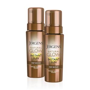 Jergens Natural Glow Instant Sun Body Mousse, Self Tanner for Deep Bronze Tan, Sunless Tanning Body Bronzer for Natural Looking Color Instantly, 6 Oz, Pack of 2