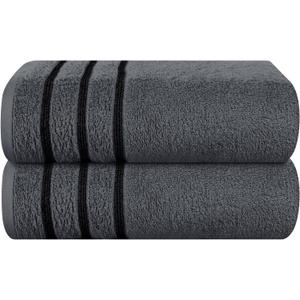 Cotton 2 Pack Oversized Bath Towel Set 28x55 inches, Large Bath Towels, Ultra Absorbant Compact Quickdry & Lightweight Towel, Ideal for Gym Travel Camp Pool - Charcoal Grey