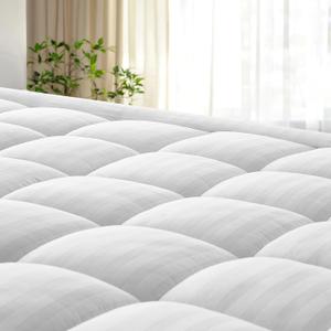 Premium Cal King Mattress Topper, Soft Cotton Quilted Pillow Top with 8-22" Unique Design Deep Pocket (78 x 80 Inches, White)