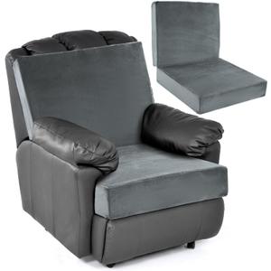 HOMBYS Foam Recliner Chair Cushions for Elderly, 4" Thick Chair Pads with Back Support for Office, Non-Slip Medium Firm Seat Cushion with Lumbar Pillow (Light Grey, 21.5" Backrest)