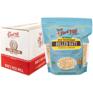 Bob's Red Mill Organic Old Fashioned Rolled Oats, 32oz (Pack of 4) - Non GMO, Whole Grain, Vegan, Kosher BB 11/09/2027