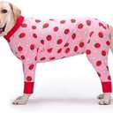 Dog Recovery Suit After Surgery Female Male, Medium Large Dog Neuter Shirt Cone Alternatives Prevent Licking Surgical Onesies (Strawberry, 4XL)