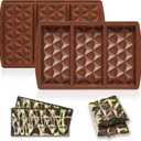 Chocolate Bar Mold Silicone Chocolate Mold for DIY and Baking, Reusable, Non-Stick, Dishwasher Safe (3Cavity-2pcs)