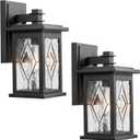 Exterior Lighting fixtures Black Outdoor Lights for House | Aluminum Outdoor Wall Lights with Hand-made Solder Glass, 2-Pack Porch Light for Garage E26 Socket, 12 Inch Height