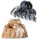 FAELBATY Octopus Multicolor French Claw Hair Clips, 2 Pcs, Ink Brown & Ink Grey, 3.5 x 2.4 Inches, Polycarbonate, NonSlip Grip, Strong Hold for Long Thick Hair, Women & Girls