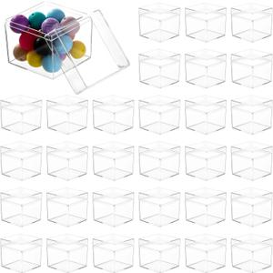 Joyibay 100 PCS Clear Acrylic Storage Boxes with Lids, 222 in Mini Square Transparent Display Cases, Stackable Small Containers for Wedding Favors, Jewelry Sorting, Crafts, Candy Packaging