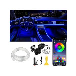 Interior Car LED Strip Lights APP Control, 5 in 1 RGB 16 Million Colors Ambient Lighting Kit with 236 inches Fiber Optic, Music Mode Inside Car Lighting Decorations