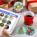 2 x 8 Pcs Christmas Diamond Coaster Coasters Kits with Holder DIY Xmas Santa Diamond Art Coaster Non Slip Coaster for Adults Diamond Kits Supplies for Christmas Holiday Present