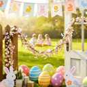 6 Ft Artificial Easter Garland Easter Pink Egg Flower Berry Garland Decorations Spring Flower Garlands with Pastel Eggs and Mixed Twigs for Fireplace Mantel Indoor Outdoor Home Party Door Wall Decor