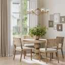 Beacon Boho Dining Chair Set of 4, Boucle Dining Chair with Seagrass Accent and Solid Wood Legs, Cream Boucle/Light Brown