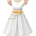 Rumi Demon inspired costume Short Sleeved Twirl Girls Dress, Size 150