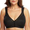DotVol Women's Full Figure Front Closure Wirefree Jacquard Back Support Posture Bra 40B