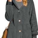 Bestbee Warm Fleece Jackets for Women, Fuzzy Hooded Casual Coats Lidies 2025 Cardigan Sweaters Outerwear with Pockets (X-Large, Medium Grey)