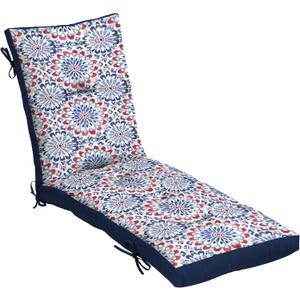Arden Selections Outdoor Plush Modern Tufted Chaise Cushion, 76 x 22, Water Repellent, Fade Resistant, Tufted Cushion for Chaise Lounger 76 x 22, Clark Blue