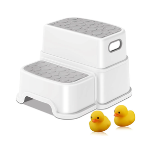 Toddler Step Stool,2 Step Stools for Kids with Anti-Slip Surface and Rubber Bottom, Kids Step Stool Poop Stool for Toilet Potty Training, Bathroom, Kitchen (Include 2 Ducks)