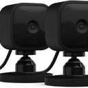 Blink Mini - Compact indoor plug-in smart security camera, 1080p HD video, night vision, motion detection, two-way audio, easy set up, Works with Alexa 2 cameras (Black)