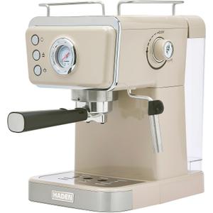 HADEN Barista Brew Espresso Coffee Machine, Stainless Steel Espresso Maker with Milk Frother and Steamer Function and 1.5L Water Tank, Putty & Copper