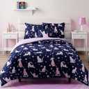 Full Size Comforter Set for Girls-4 Pieces Cat Patterns Full Bedding Set with 1 Comforter, 1 Decor Pillow &2 Pillow Shams