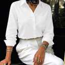 siliteelon Button Down Shirts for Women Cotton Oxford Shirt Dress Shirt Long Sleeve Work Blouses Tops with Pocket (White, XS)