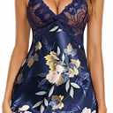 Avidlove Women Lingerie V Neck Nightwear Satin Sleepwear Lace Chemise Mini Teddy S