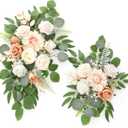Artificial Flowers Decorations Pack of 2,Centerpieces for Wedding Reception Backdrop Decoration, Floral Decor Wall Home Entryway OutdoorDecorations (Champagne)