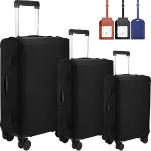 Kajaia 3 Pcs Luggage Cover Suitcase Protector Travel Suitcase Cover Anti Scratch Luggage Protector Washable Fits 18-28 Inch Luggage (Black)