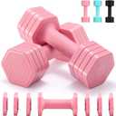 Adjustable Dumbbell Set, 4 in 1 Free Weights Dumbbells Set for Women, Weights for Women at Home, 2lb 3lb 4lb 5lb with TPU Soft Rubber Handle for Home Gym Exercise Training (Pink)