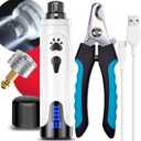 YABIFE Dog Nail Grinder, Dog Nail Trimmers and Clippers Kit, Super Quiet Electric Pet Nail Grinder, Rechargeable, for Small Large Dogs & Cats Toenail & Claw Grooming,3 Speeds (AB-blue scissor)