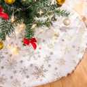 Lanpn Christmas Tree Skirt 48 inch, Xmas Tree Skirt with Snowflake Winter Christmas Tree Mat for Large Artificial Trees Winter Home Party Holiday Indoor Xmas Decor (Gold, 120cm)