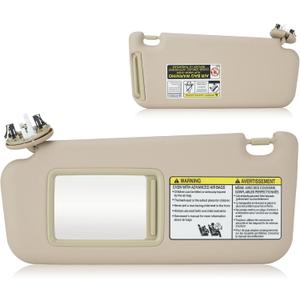 Left Driver Side Beige Sun Visor for 2006-2013 Toyota RAV4, Sunvisor with Vanity Light Replacement 74320-42501-B2