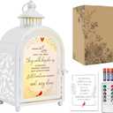 WOODEXPE Sympathy Gift Memorial Gift for Loss of Loved One Memorial Lantern with Flickering LED Candle and Remote Control (Those We Love White)