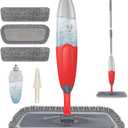 HOMTOYOU Dust Mop for Hardwood Floors: Microfiber Spray Mop for Cleaning Laminate Wood Tile Home Kitchen - 3 Washable Reusable Pads & 1Pcs 400+ML Refillable Bottle (Red)