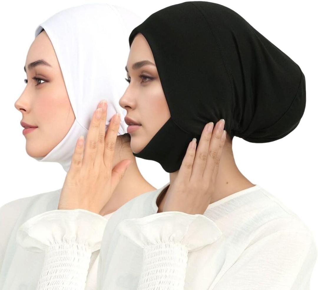 Hijab Beanies Cap Undercaps Slouchy with Elasti Non-Slip Caps Under Scarf for Women