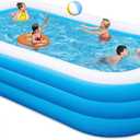 Large Inflatable Pool with Pump, 130"x72"x22" Big Family Blow Up Pool for Adults, Full Sized Thickened Swimming Pool Fast Inflation & Drainage for Summer Water Party Outdoor Backyard Garden Lawn