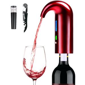 Electric Wine Aerator, Wine Dispenser, Aeration and Decanter Wine Pourer, Red White Wine Accessories Best Wine Gifts -Red