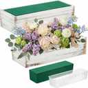Dandat 4 Set Wood Boxes for Centerpieces 12x4 Inch Rectangle Wooden Planter Box Rustic Wooden Planters with Removable Plastic Liner Floral Foam Blocks for Christmas Wedding Home Garden Decor(White)