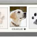 MYPAWLETS Paw Print Frame Kit,Dog/Cat Paw Print Kit,Soft Pawprint Clay&Clean Touch Ink Pad,Pet Paw Print Impression Kit with Customization Tool,Wooden Pet Memorial Frame,DIY Dog Lover Gifts-Grey