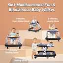 5-in-1 Baby Walker with Wheels Foldable Height-Adjustable Walker for Baby Boy 6-12 Months with Feeding Tray Multi-Functional Activity Center Battery-Free Function (Black)