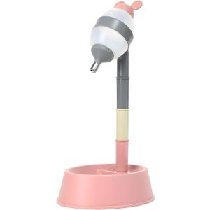 NACOCO Pet Standing Water Dispenser - Cat Dog Standing Bowl with Detachable Pole Automatically Feeding Water Height Adjustable(Grey-Pink Ear)