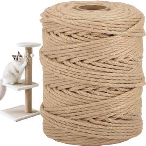 Natural Sisal Rope for Cat Scratcher, 1/4in x 328ft Twine for Cat Tree