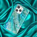 Case for iPhone 13 Pro Case for Girl Women Men,ARSTVEC Glitter Pearly Luster Shell Shiny Sparkle Bling Slim Soft TPU Protective Back Phone Case Cover for iPhone 13 Pro 6.1,Blue Sea Waves Ocean Summer