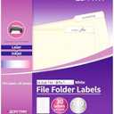 File Folder Labels,750 Labels 1/3 Cut,Self Adhesive Removable Labels,Printable Permanent Label Stickers for Manila File Folders,2/3" x 3-7/16",Laser/Inkjet,25 Sheets,White