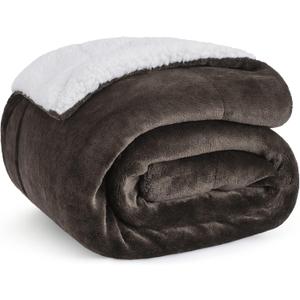 Bedsure GentleSoft Sherpa Fleece Throw Blanket for Couch - Thick and Warm Throw for Women and Men, Soft Fuzzy Plush Blanket for Winter, Brown, 50x60 Inches